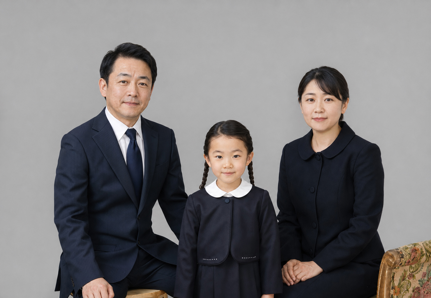 ご両親とお子さまのお受験家族写真イメージ